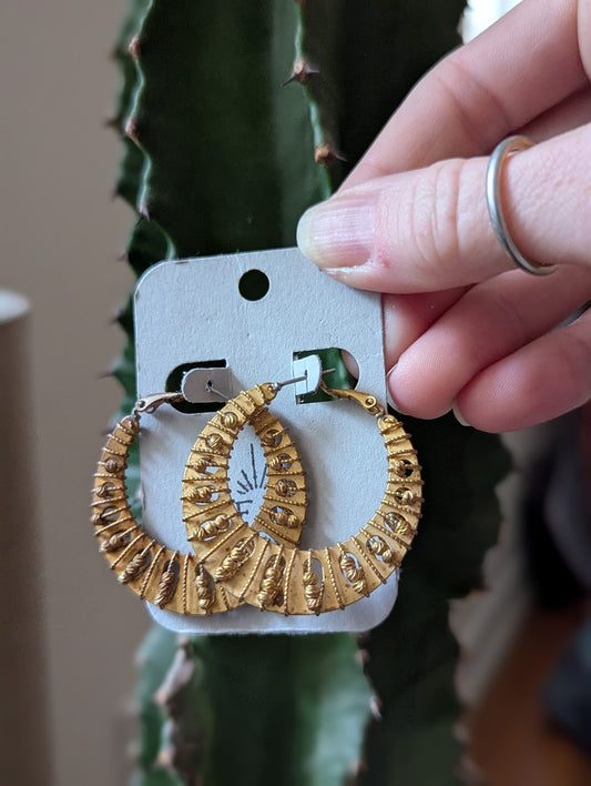 Brass Beaded Hoops