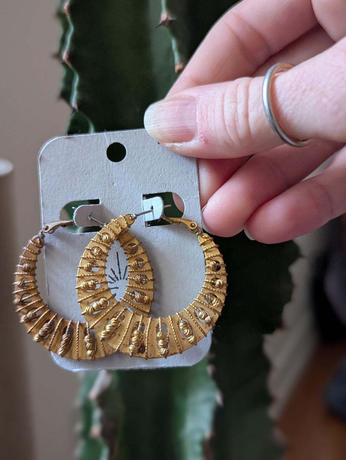 Brass Beaded Hoops