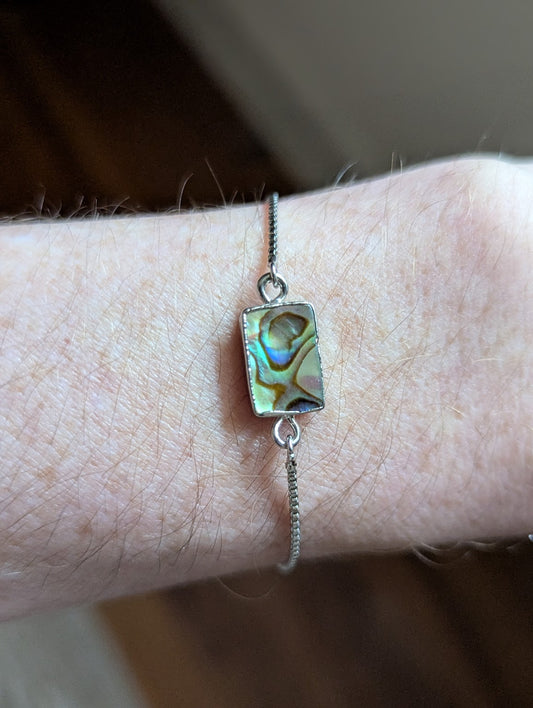 Rectangle Abalone Silver Slider Bracelet