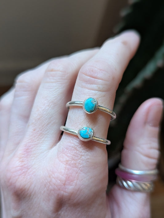 Vintage Morenci Turquoise Silver Ring - Size 8.5 and 9