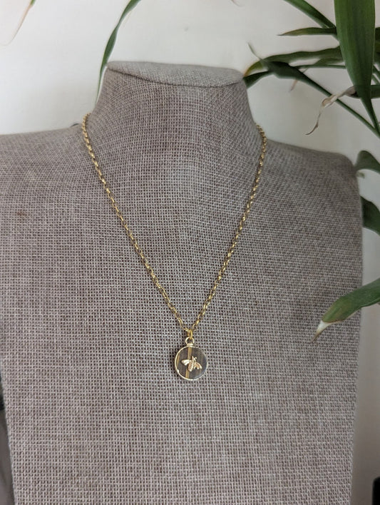 Gold Bumblebee Tigers Eye Necklace