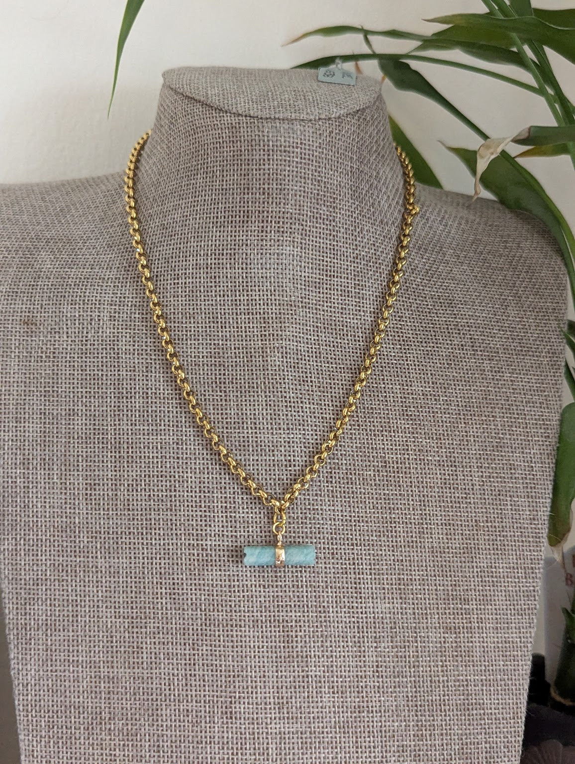Gemstone Toggle Bar Gold Necklace (Various Stones Available)