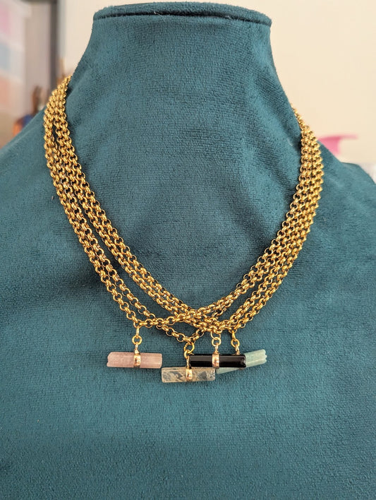 Gemstone Toggle Bar Gold Necklace (Various Stones Available)