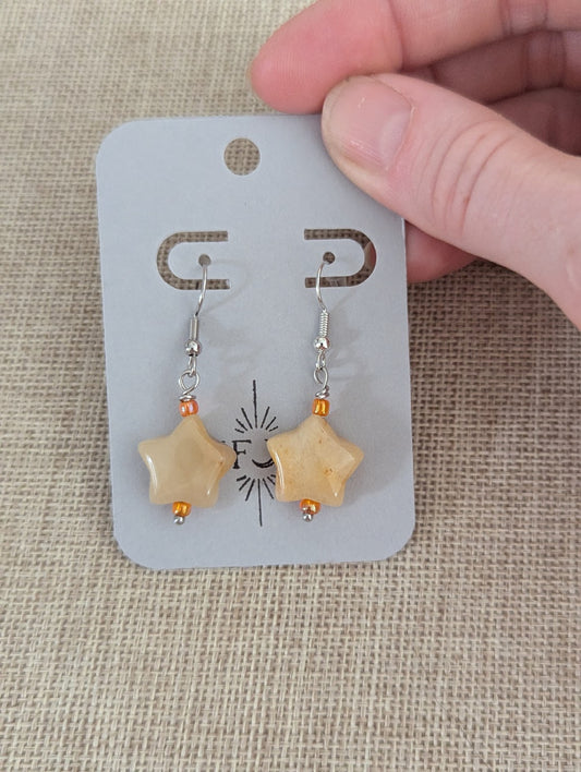 Yellow Agate Star Earrings