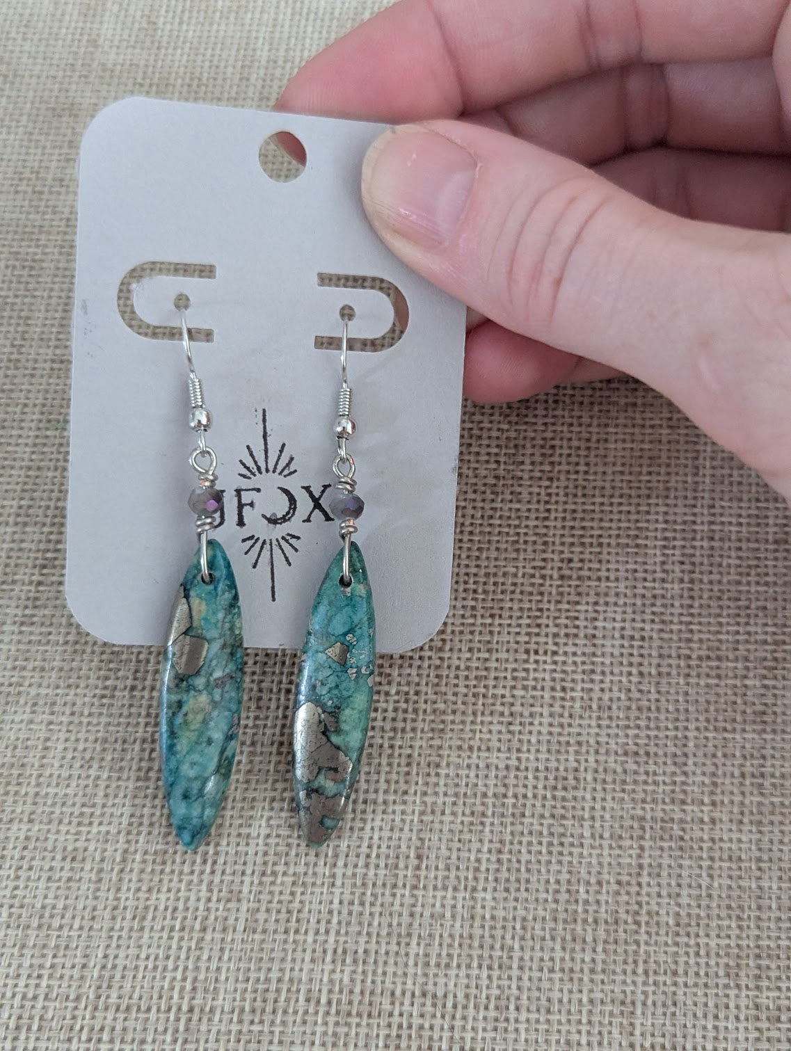 Aqua Sea Sediment Marquise Cut Earrings
