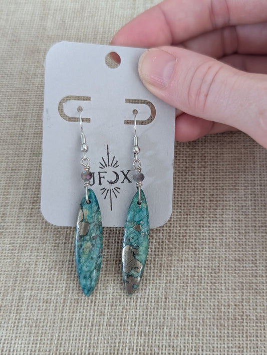 Aqua Sea Sediment Marquise Cut Earrings