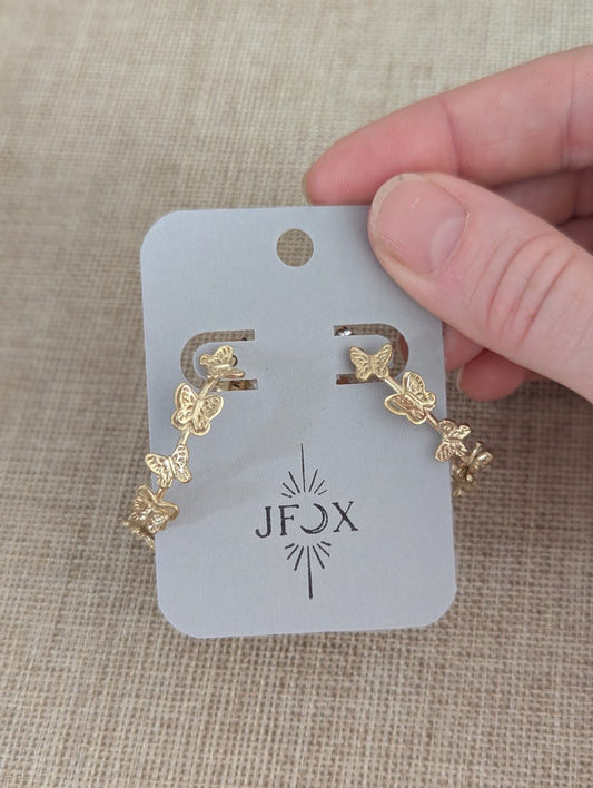 Brass Butterfly Hoops