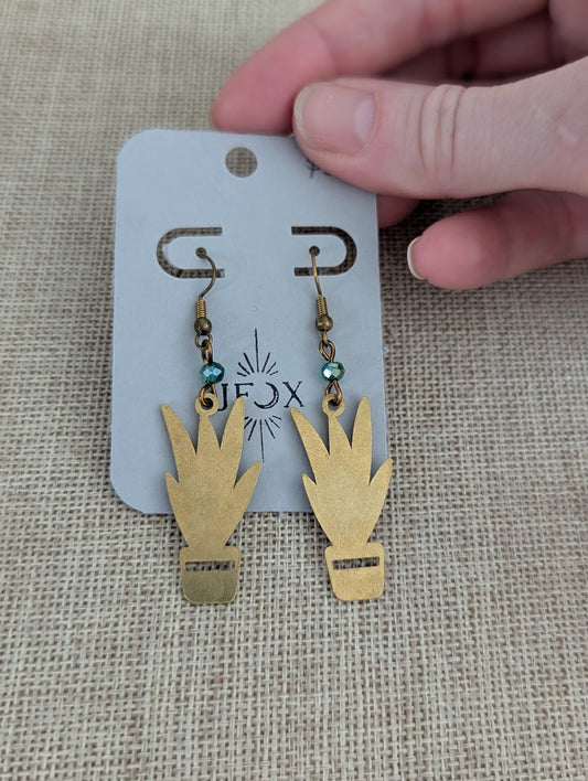Brass Plant Earrings