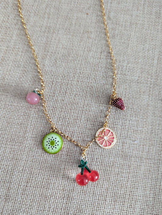 Fruity Cutie Mixed Charm Gold Necklace (Various Styles Available)
