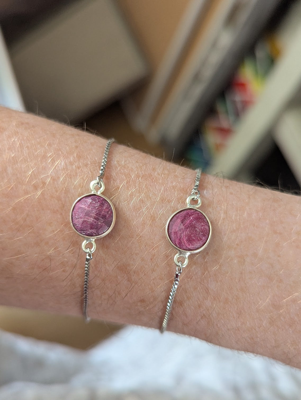 Faceted Ruby Silver Slider Bracelet