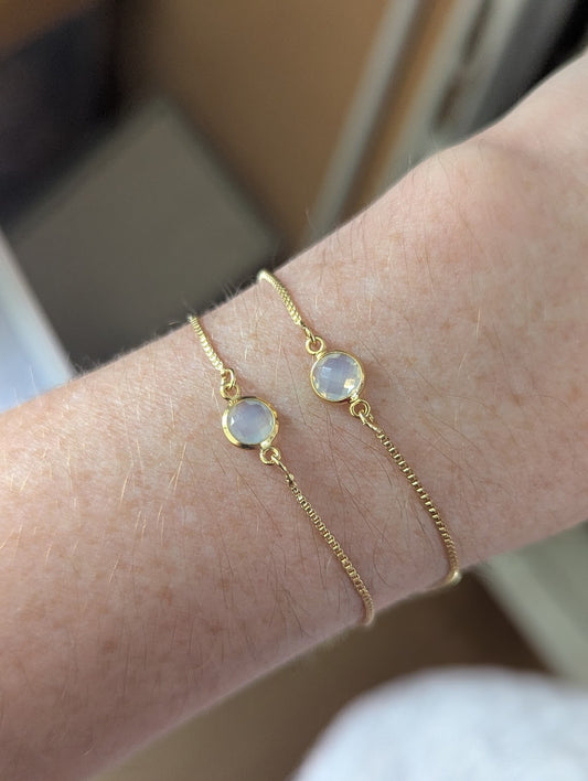 Opalite Small Faceted Round Gold Slider Bracelet