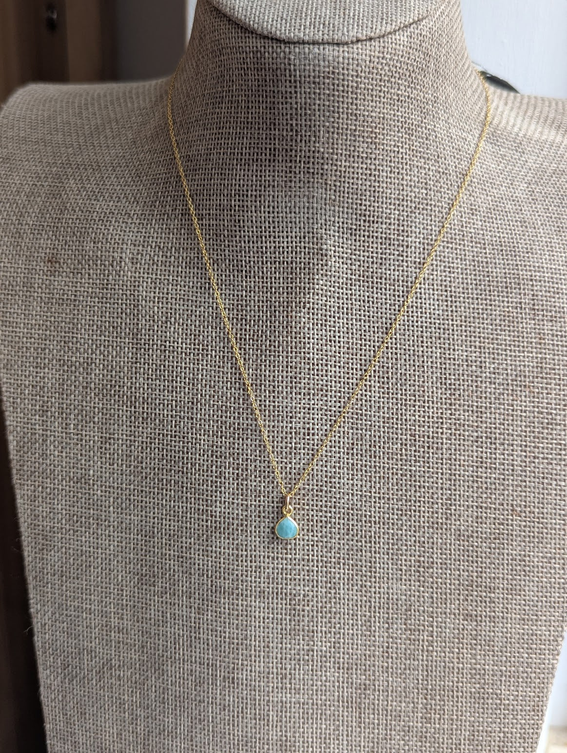 Dainty Amazonite Teardrop 14kGF Necklace