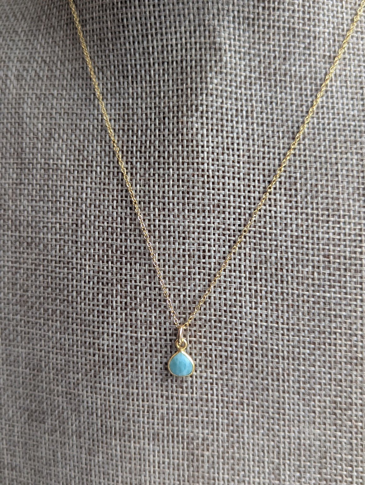 Dainty Amazonite Teardrop 14kGF Necklace