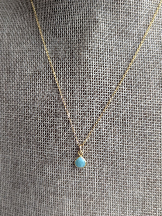 Dainty Amazonite Teardrop 14kGF Necklace