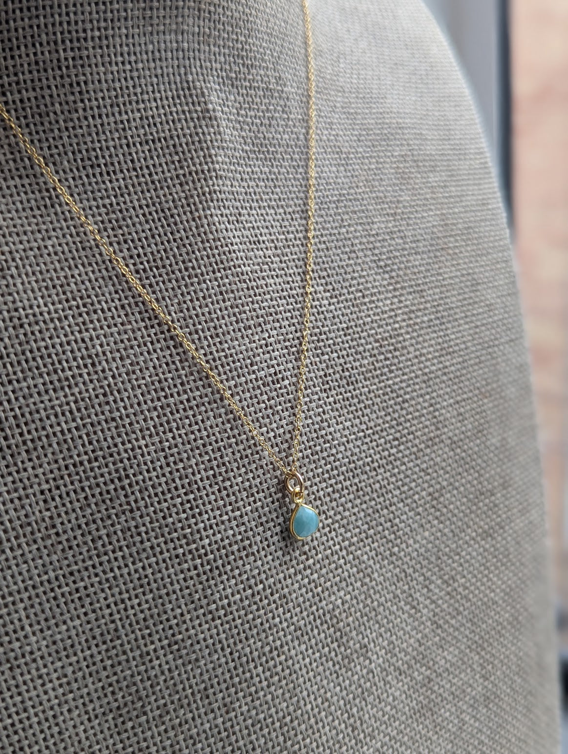 Dainty Amazonite Teardrop 14kGF Necklace