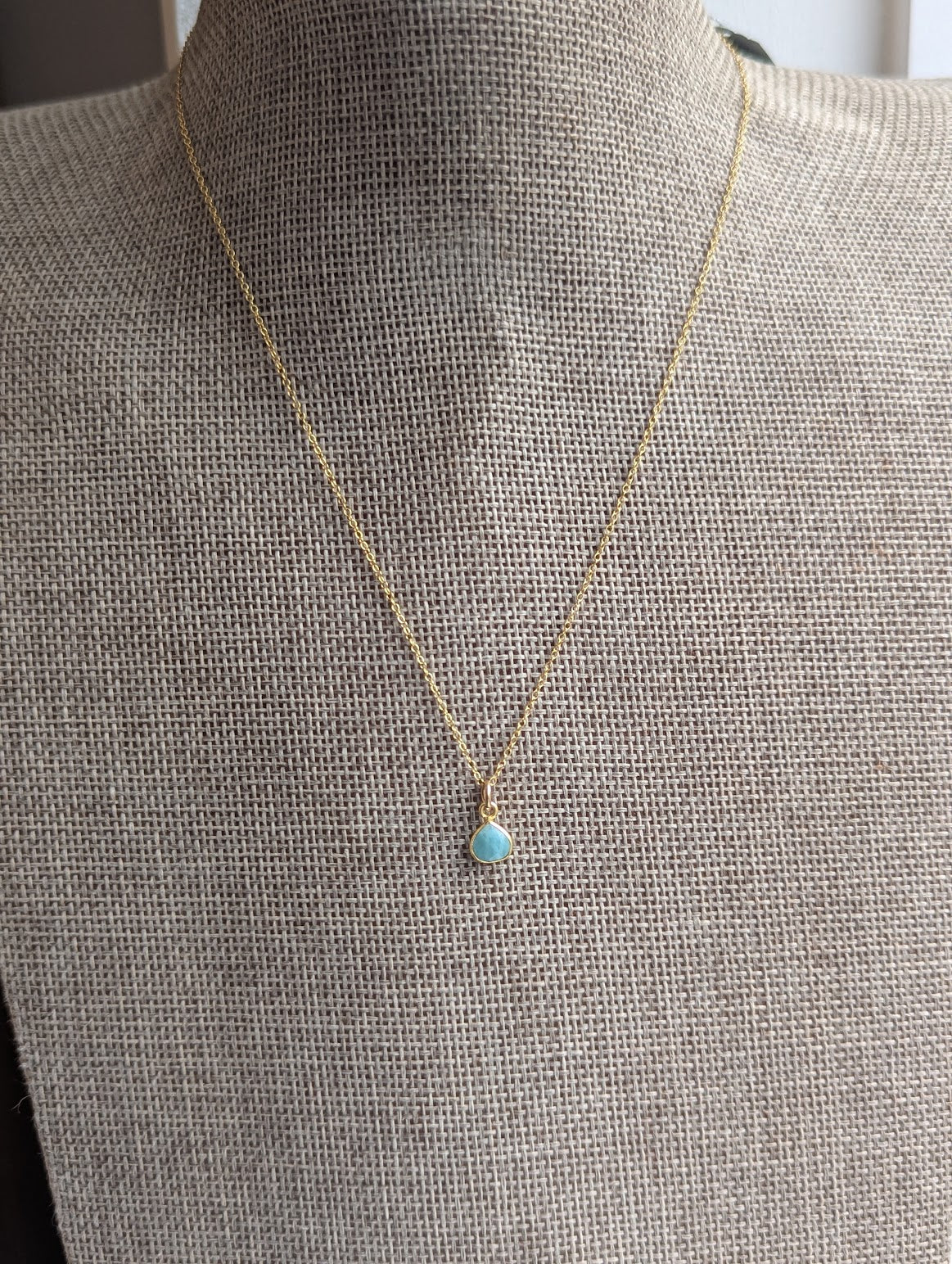 Dainty Amazonite Teardrop 14kGF Necklace