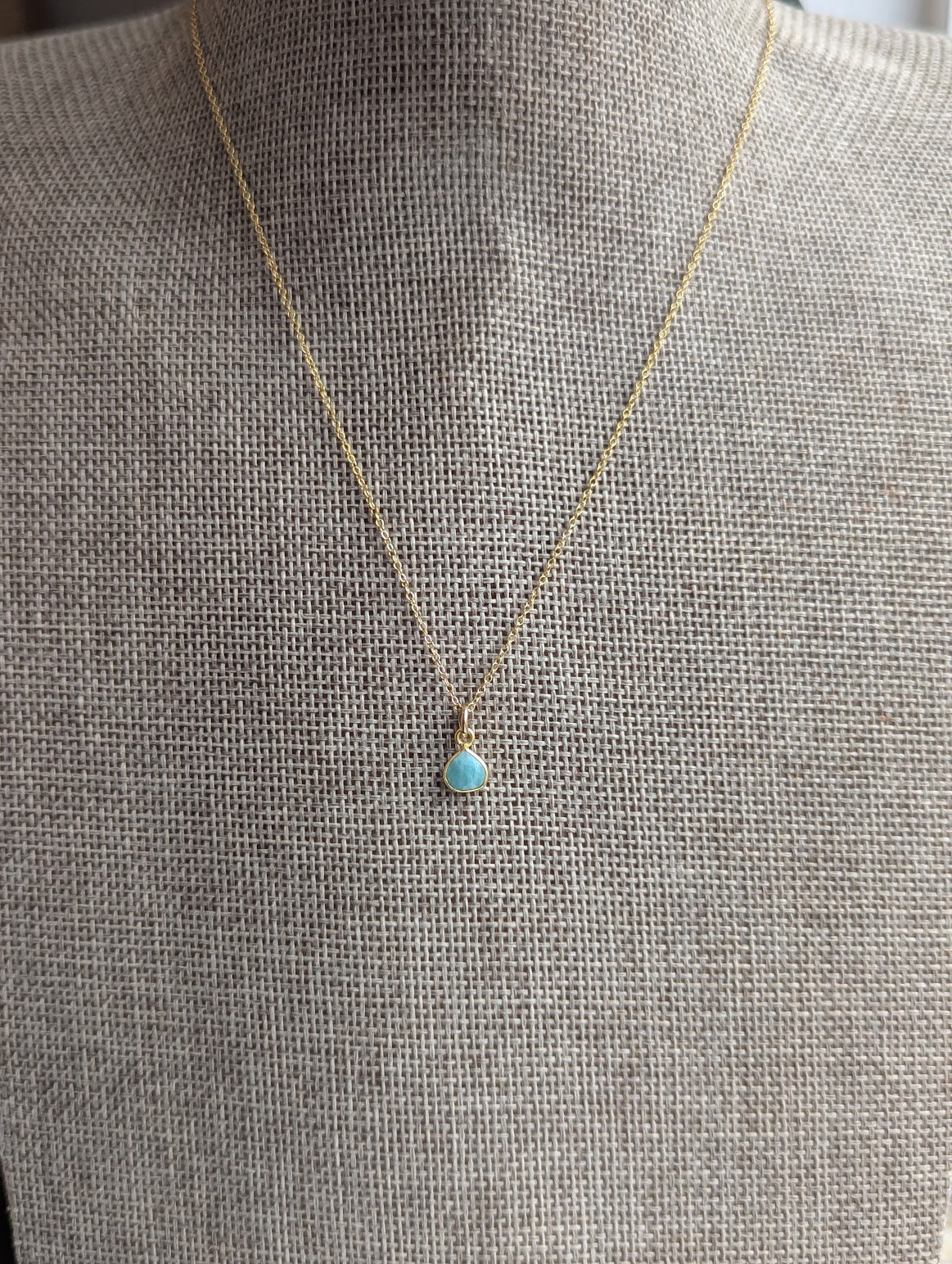 Dainty Amazonite Teardrop 14kGF Necklace