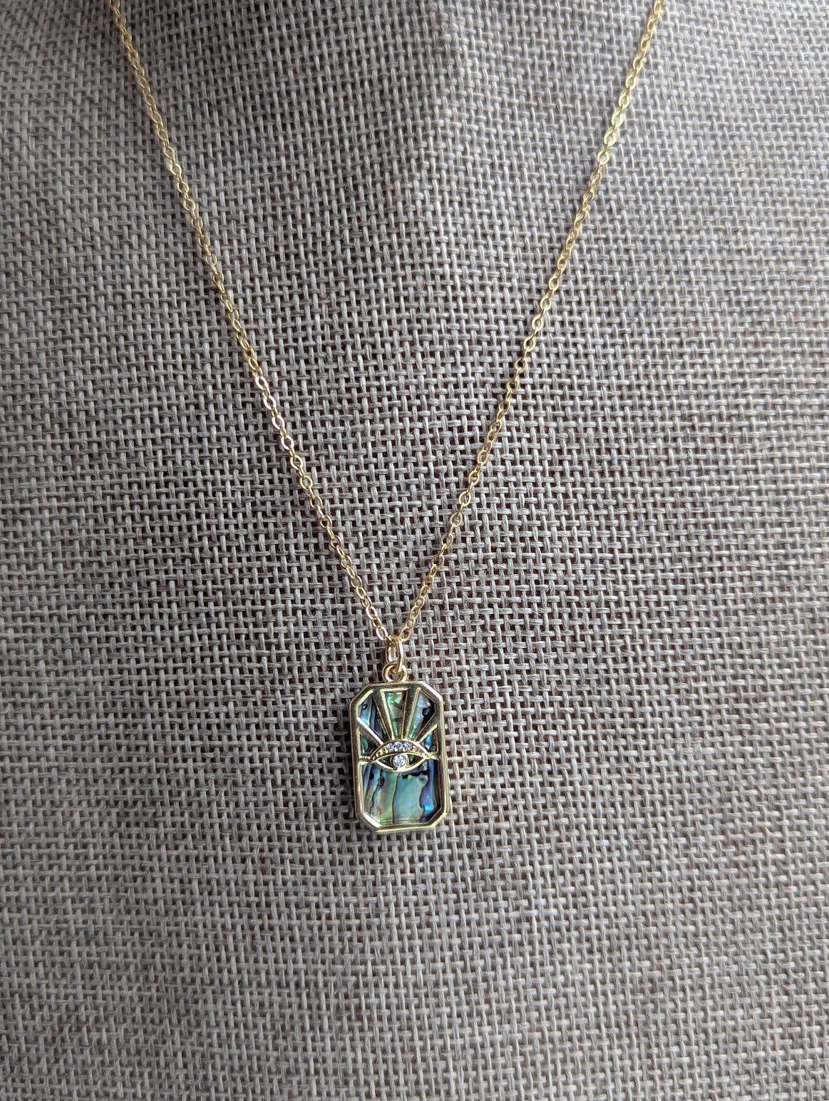 Evil Eye Abalone Shell 14kGF Necklace