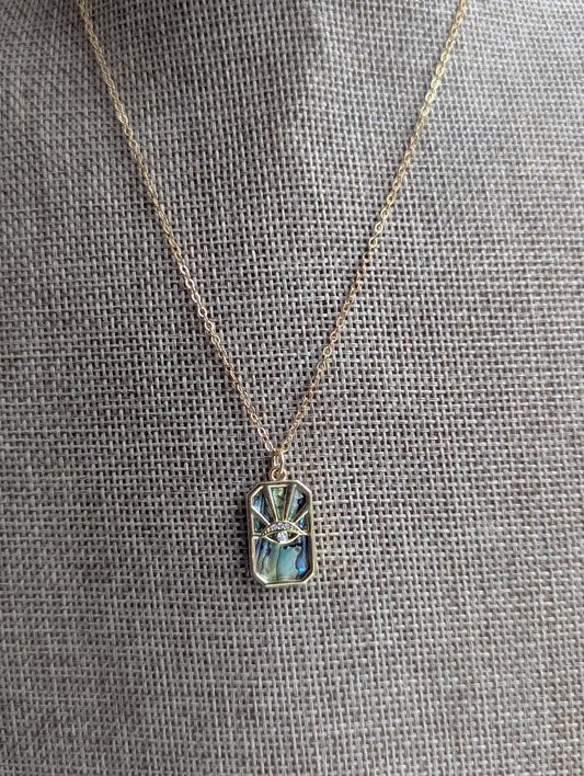 Evil Eye Abalone Shell 14kGF Necklace