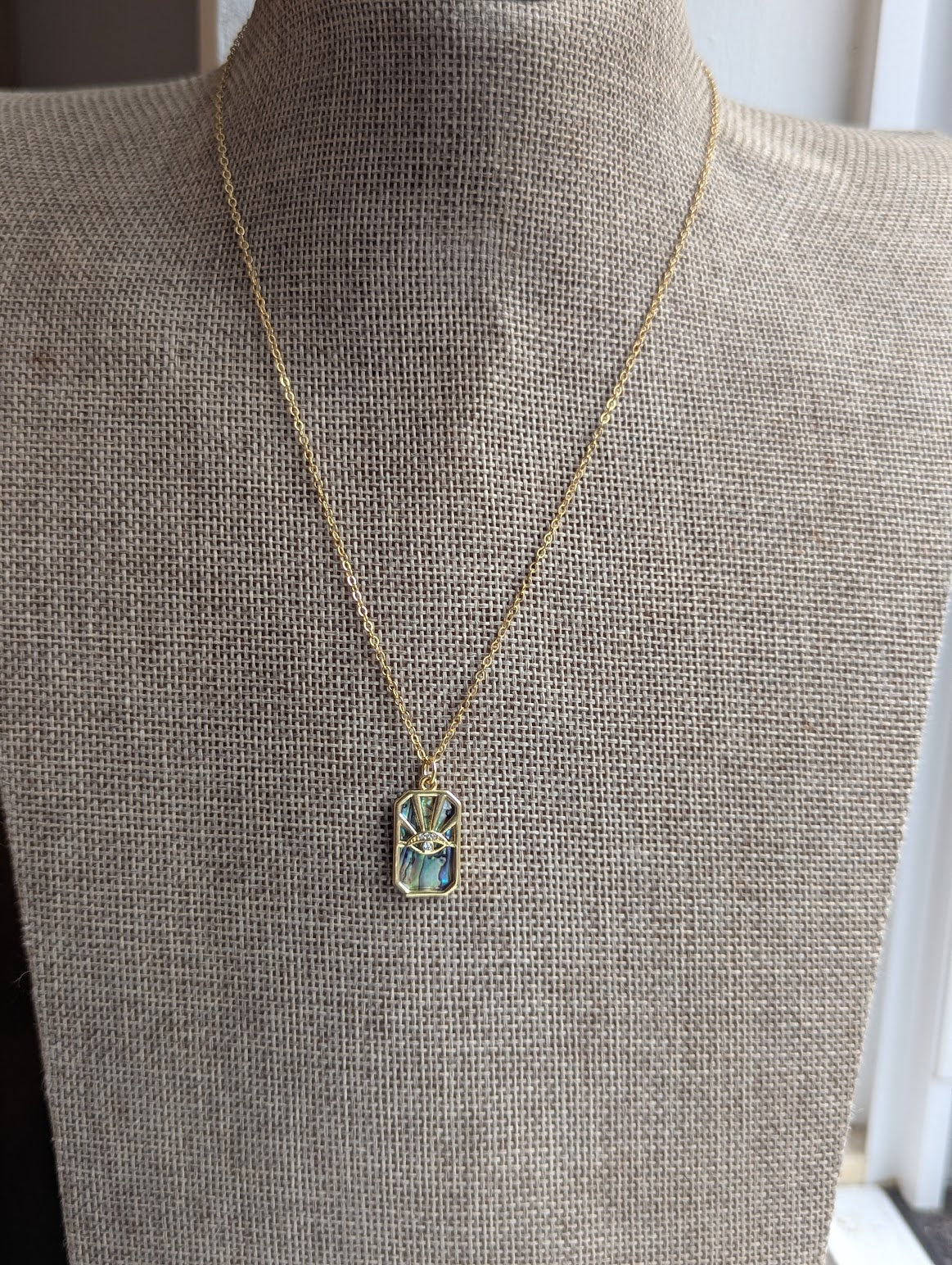 Evil Eye Abalone Shell 14kGF Necklace