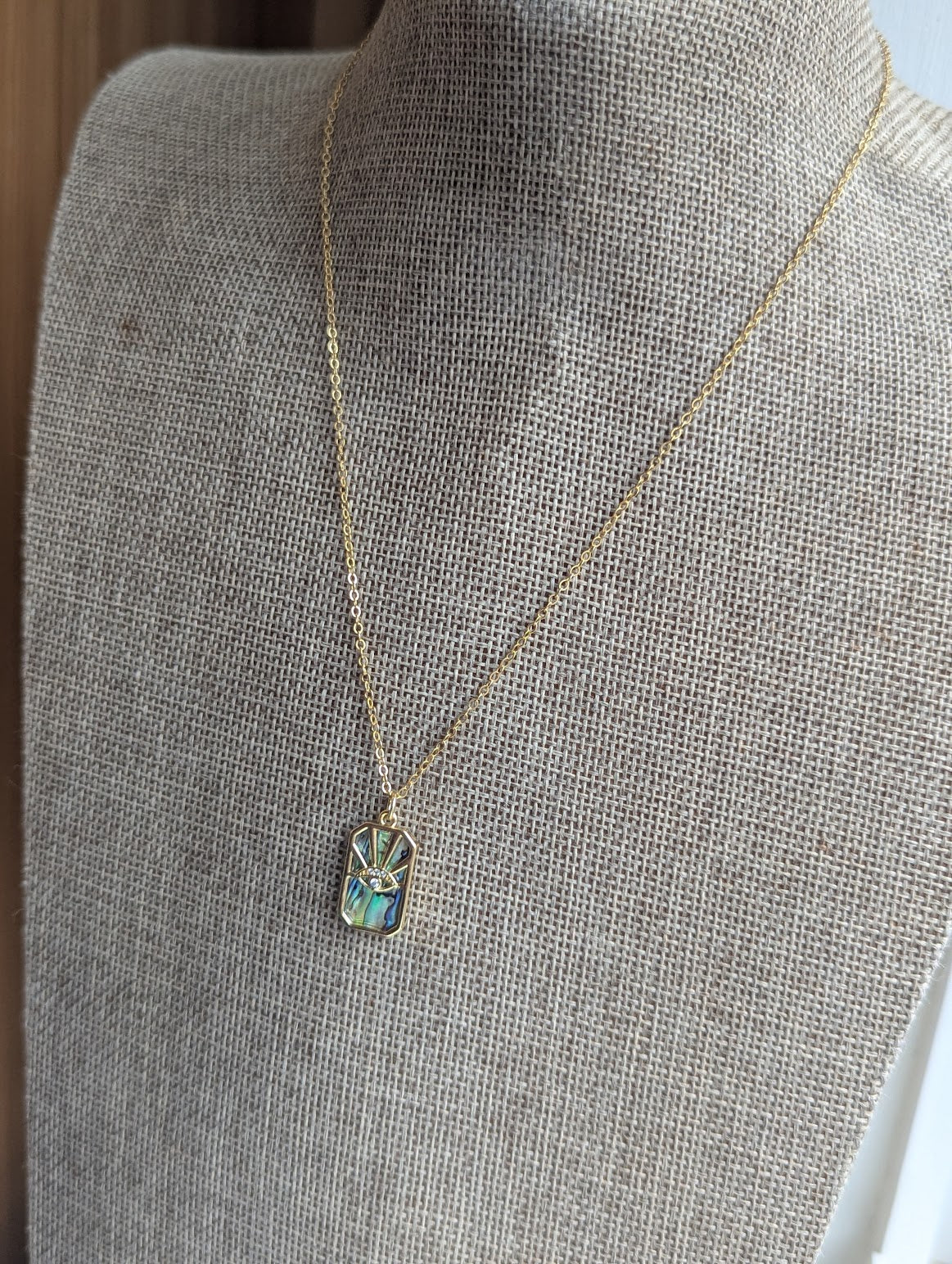 Evil Eye Abalone Shell 14kGF Necklace