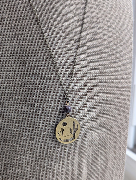 Desert Landscape Brass Necklace