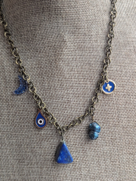 Blue Assorted Charm Necklace