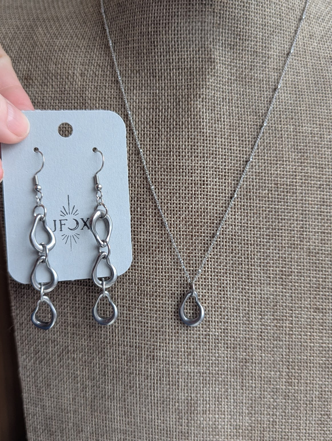 Abstract Silver Stainless Satellite Necklace