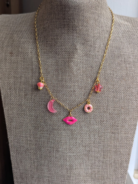 Pink Assorted Charm Necklace