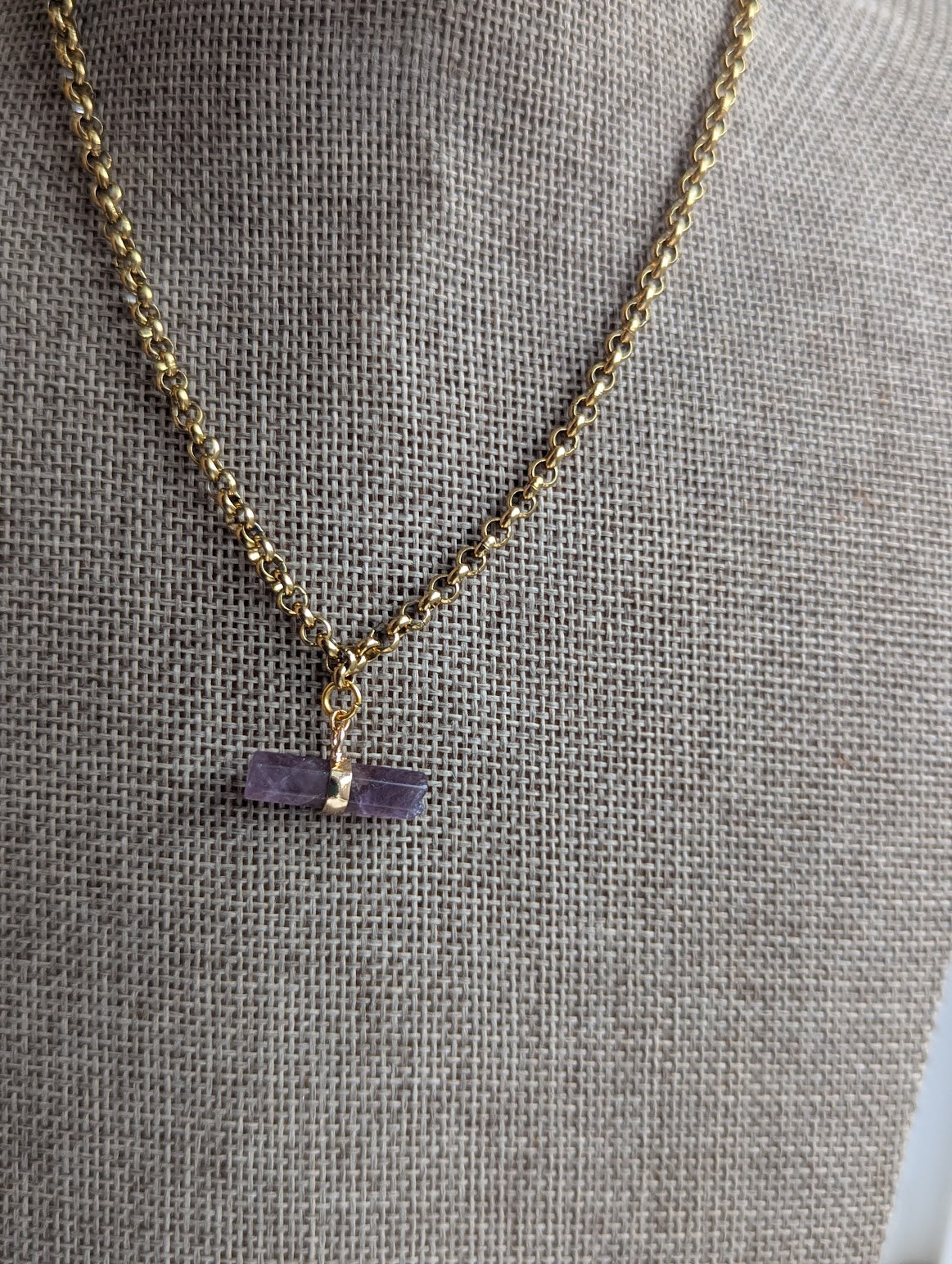 Gemstone Toggle Bar Gold Necklace (Various Stones Available)