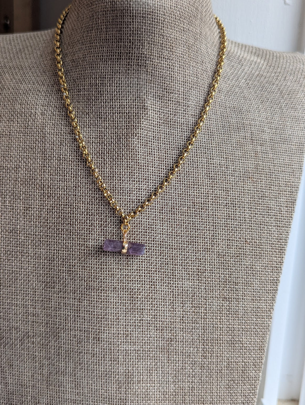Gemstone Toggle Bar Gold Necklace (Various Stones Available)