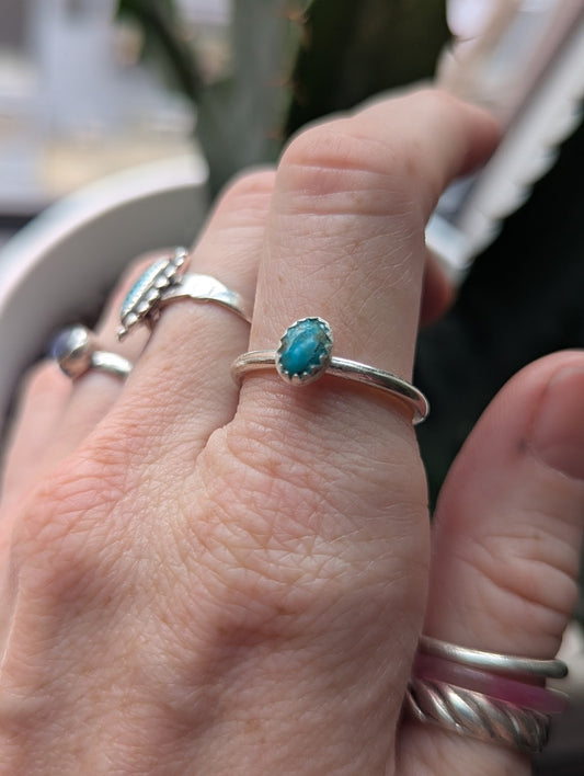 Anillo ovalado de plata de ley con turquesa Royston - Talla 9.5