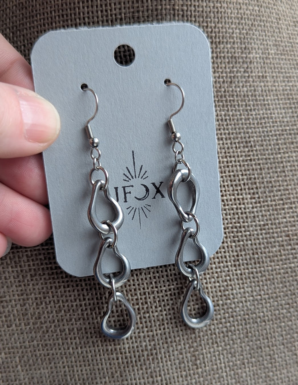 Abstract Silver Trio Earrings