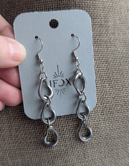 Abstract Silver Trio Earrings
