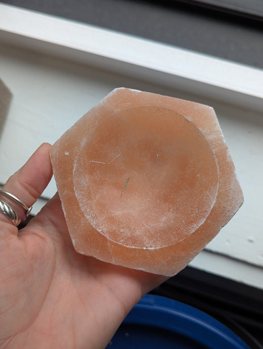 Pink Selenite Hexagon Trinket Dish