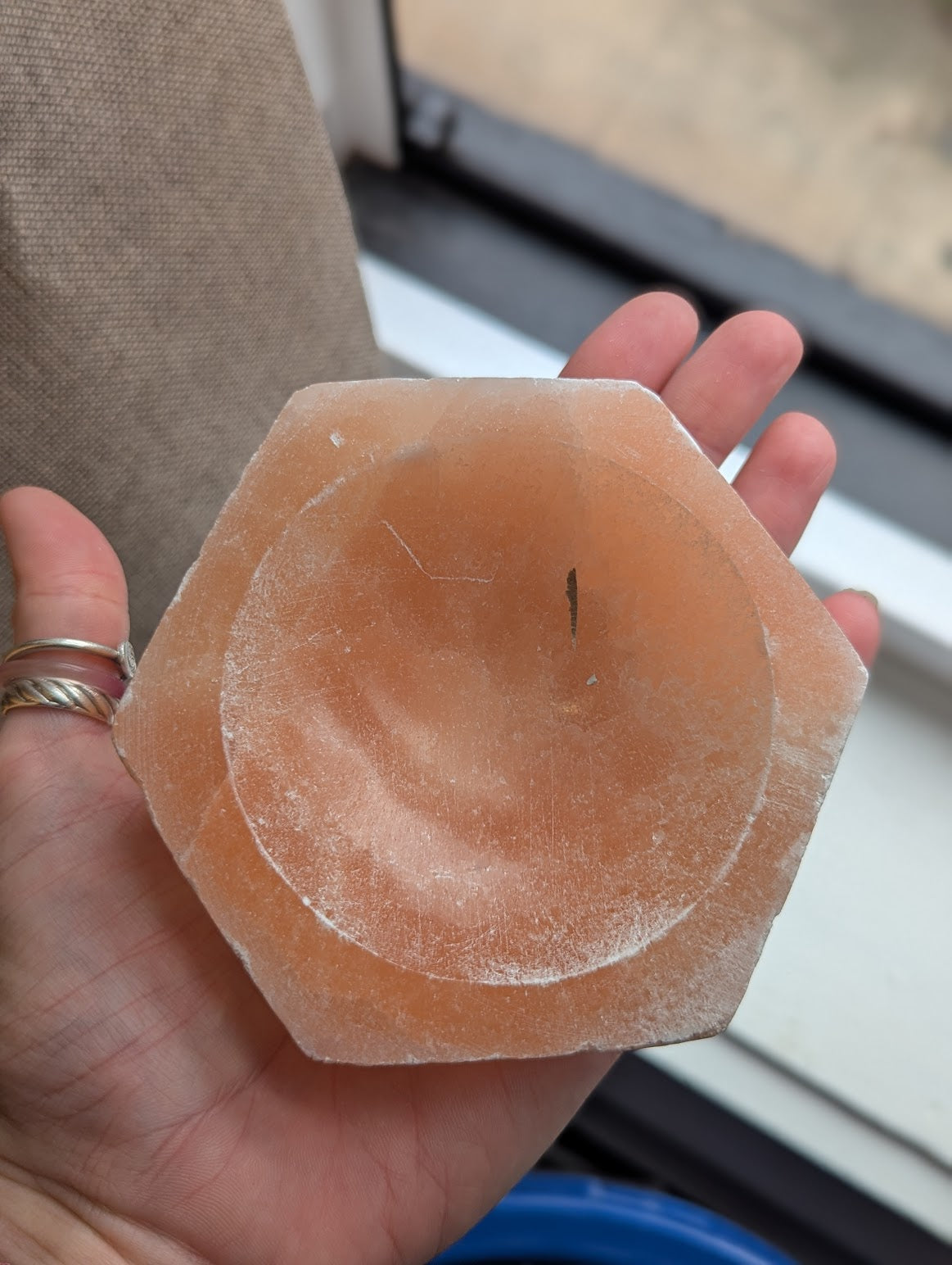 Pink Selenite Hexagon Trinket Dish