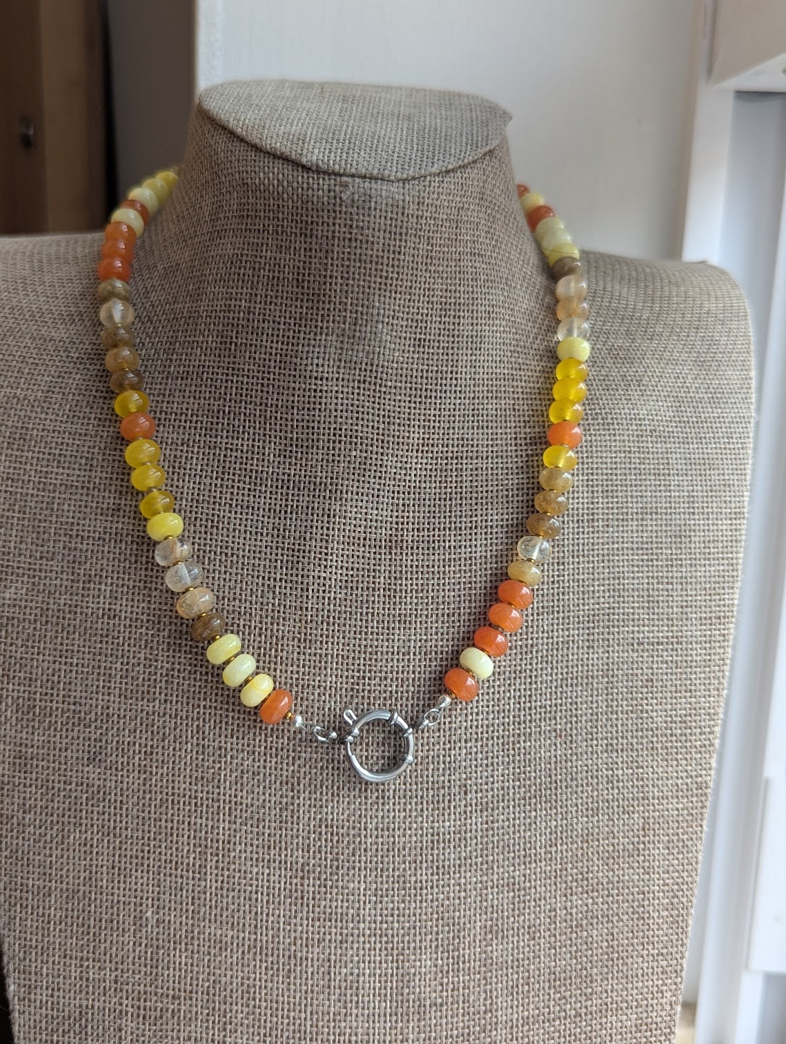 Autumnal Rondelle Beaded Necklace (Silver and Gold Available)
