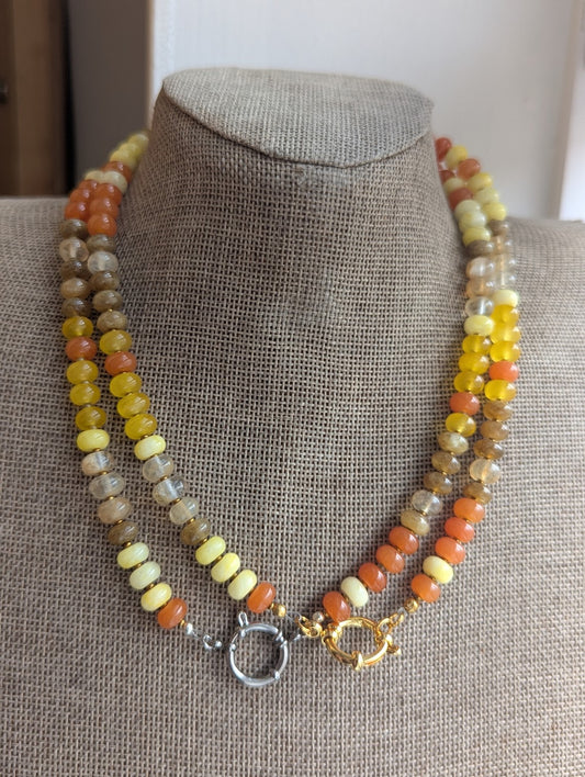 Autumnal Rondelle Beaded Necklace (Silver and Gold Available)