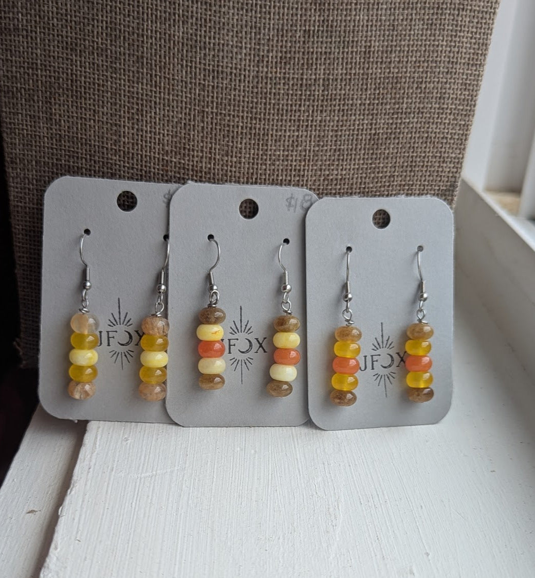 Autumnal Rondelle Silver Drops (Various Options Available)
