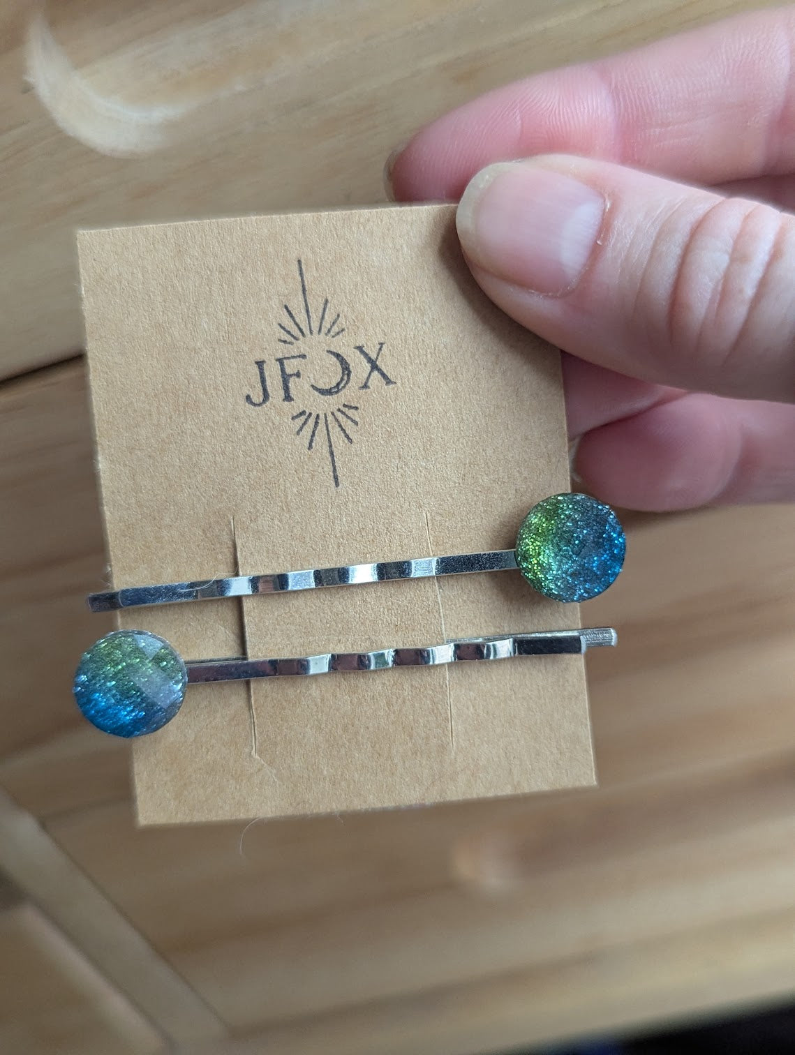 Green and Blue Glitter Bobby Pins