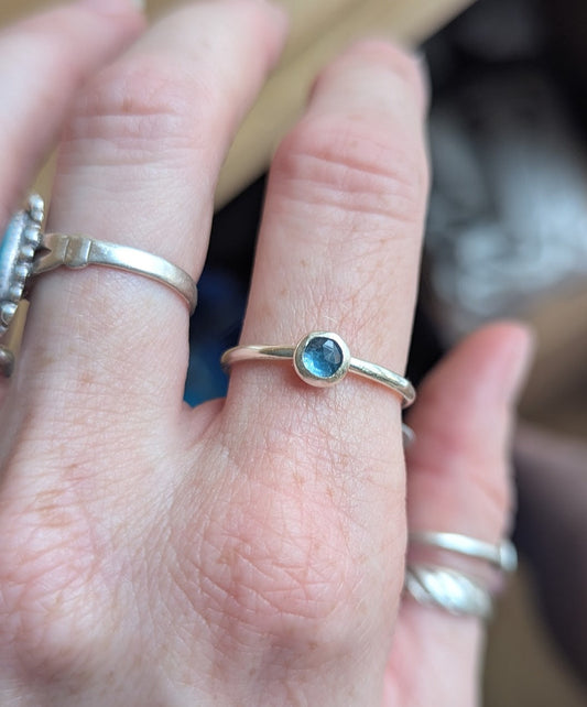 5mm Faceted Dark Aqua Kyanite Rings (Various Sizes Available)