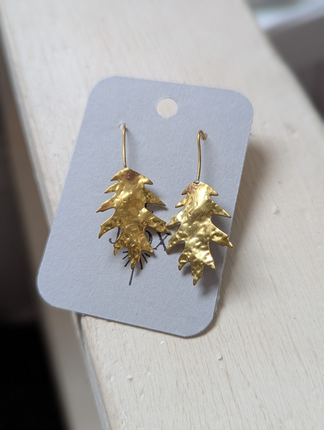 Hammered Brass Leaf Earrings