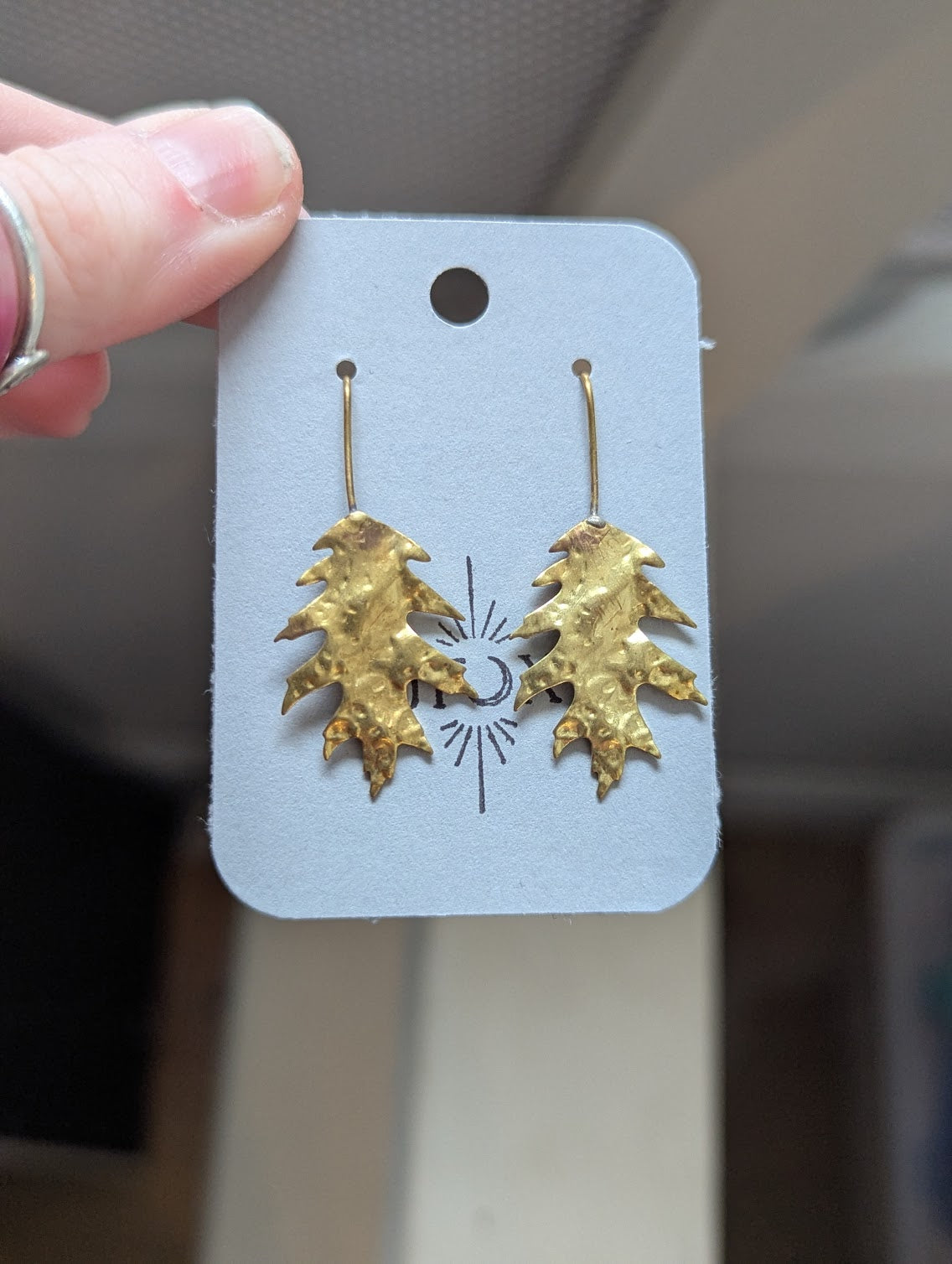 Hammered Brass Leaf Earrings