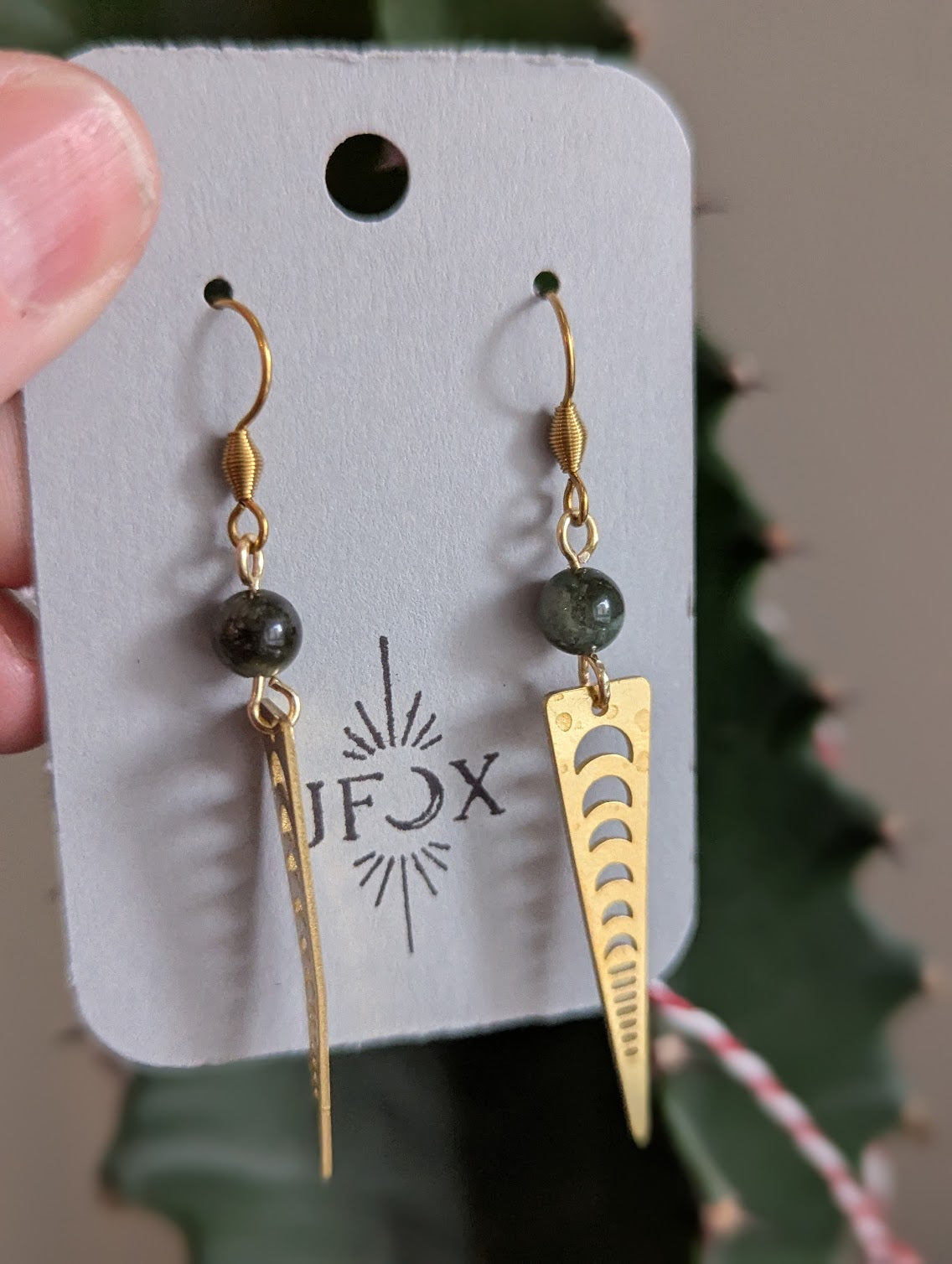 Watermelon Tourmaline Moon Phase Gold Earrings (Various Colors Available)