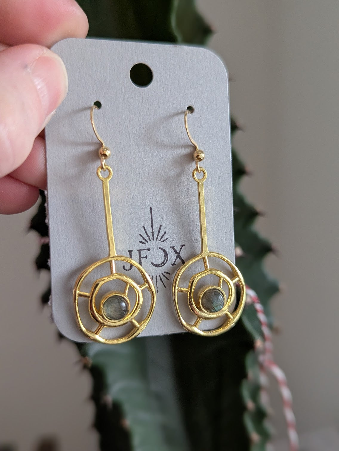 Gold Nest Labradorite Earrings
