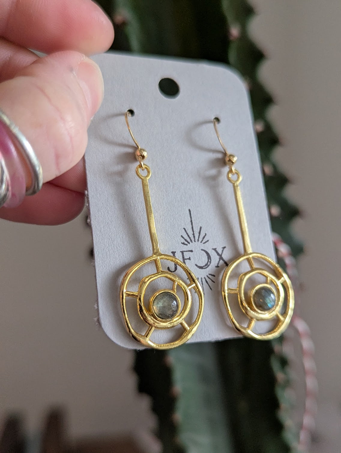 Gold Nest Labradorite Earrings