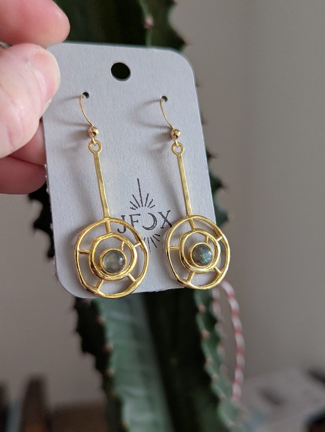 Gold Nest Labradorite Earrings