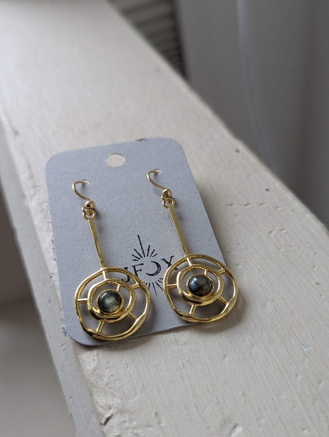 Gold Nest Labradorite Earrings