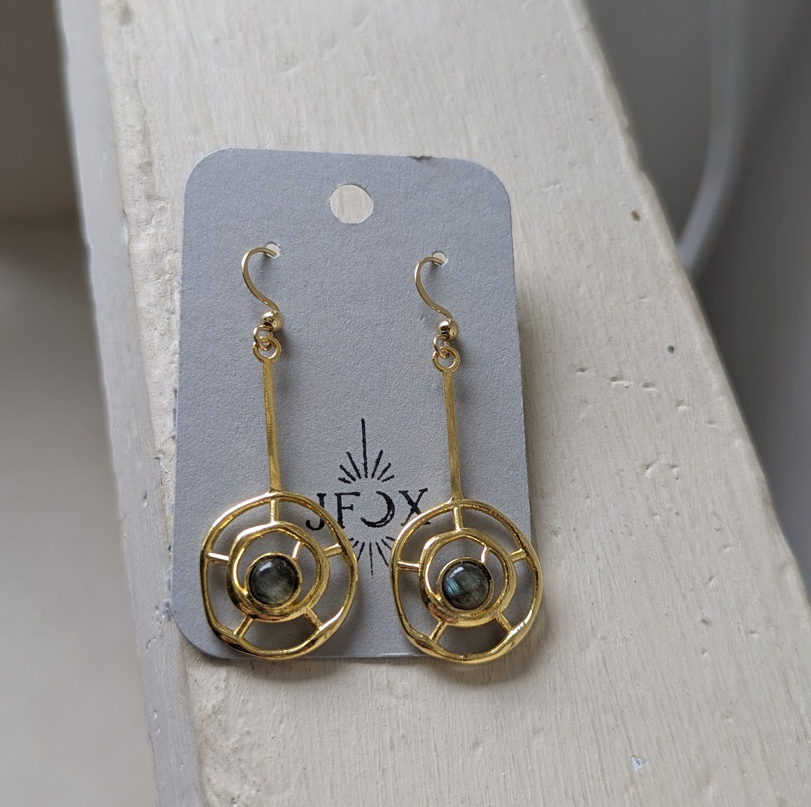 Gold Nest Labradorite Earrings