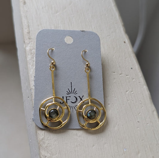 Gold Nest Labradorite Earrings